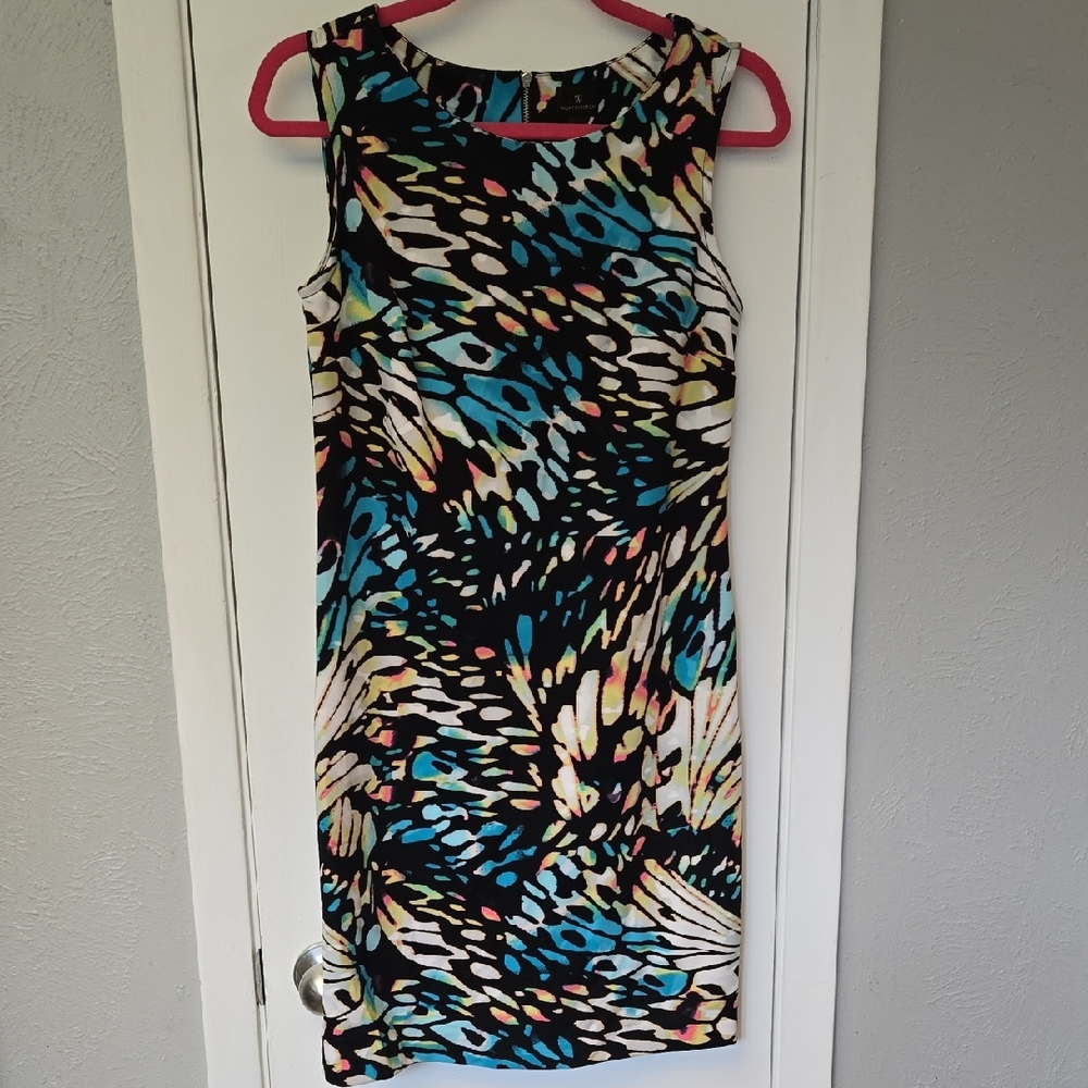 Worthington Blue and Black Sleeveless Sheath Mini Dress